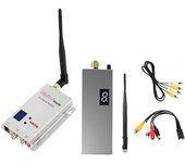 FPV 1.2G 1.5W VTX VRX Kit 8CH 1500mW FPV Transmisor de Video Receptor con Antena -92dbm para Long Ra Plata