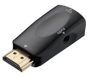 Adaptador convertidor HD 1080P compatible con HDMI a VGA con cable de audio para proyector X-box de PC Negro