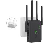 1200Mbps WIFIrepetidor InalámbricoRangos de RouterExtensores SignalBooster 2.4G 5G Enchufe de la UE 1200M black
