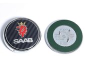68mm 2 3 pines Saab Coche Capó Delantero Logotipo Logotipo Maletero Trasero Maletero Parachoques Insignia Para Saab 9 3 9 5 9-3 9-5 Saab Emblema Pe...