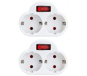 Adaptador de zócalo 2pcs con interruptor, 250V / 16A 3680W enchufes portátiles Zócalo de placa de pared para oficina, hogar