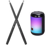 Tambor de aire electrónico portátil Tambor somatosensorial con baqueta Instrumentos musicales de tambor electrónico para niños principiantes-A Negro