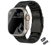 Correa de titanio de lujo para Apple Watch Band Ultra 49mm 45mm 44mm 41mm 3 negro