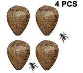 4 piezas impermeables Nido de avispa Señuelos colgantes Hornet Disuasivos Tela falsa Nido de avispa No tóxico Señuelo de abeja Disuasivo para el ho...