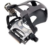 Pedales para bicicleta estática con puntera, pedal de ejercicio para zapatos normales, perfecto para montar en interiores, rosca 9/16 Izquierda