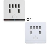 3.4A 6 puertos USB Cargador de pared Tomacorriente Receptáculo de alimentación Placa de enchufe Interruptor de panel Blanco