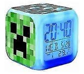 minecraft Bunter Quartett-wecker mit Farbwechsel, Led-nachtlicht, Geburtstagsgeschenk, Weihnachtsgeschenk, 1 Blau