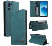 Foxdock Funda para OPPO RENO 6 5G Dos ranuras para tarjetas Cuero de primera calidad Pata de cabra de cuero de primera calidad Verde