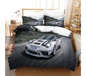 Juego de ropa de cama con funda nórdica para coche deportivo Conjunto de 3 piezas impreso en 3D con funda de almohada Cierre de cremallera Microfib...