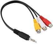 Enchufe macho de 3,5 mm a 3 cables AV de audio y vídeo hembra RCA de 22 cm Negro Blanco Amarillo Rojo