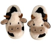 Zapatillas de vaca difusa Lindas zapatillas calientes Zapatos de algodón acogedores Forma animal Slip-on 43-44