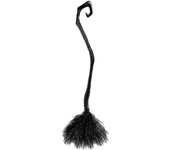 Escoba de bruja con cintas para niños Halloween Brujas malvadas Escoba Accesorio fotográfico Puerta principal Decoración de Halloween Black Broom
