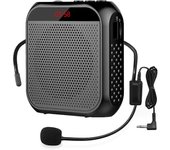 Amplificador de voz portátil con auriculares de micrófono con cable Altavoz recargable altavoz (negro)