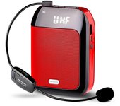 Amplificador de voz Gosear Altavoz de voz portátil multifuncional compatible con Bluetooth de 15 W con micrófono inalámbrico para profesores Rojo