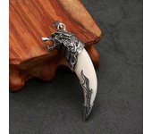 Trendy Cool Men Metal Wolf Head Pendant Punk Beast Tooth Necklace Gothic Jewelry Sweater Chain Gift Dientes blancos de lobo 2 Olny Pendant