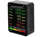 6 En 1 Detector De Calidad Del Aire Lcd Pantalla Grande Medidor De Co2 Pm2.5 Pm10 Hcho Tvoc Co Co2 Co Dióxido De Carbono Monitor De Formaldehído-DYDZ