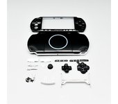 Para PSP 3000 Juego de cajas de carcasa completa de repuesto con piezas de reparación de botones Negro