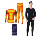 Conjunto de ropa interior térmica de calefacción para hombres, USB Electric Heated Underwear Base Layer Top And Bottom Long Johns Set masculino-M