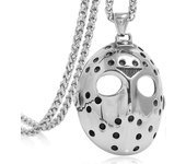 Collar colgante de acero inoxidable Jason's Mask Hollow Openwork para hombre, cadena de eslabones de quilla de 24 pulgadas