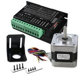 TB6600 4A 9-42V Controlador CNC con Nema 17 Bipolar 1.7A 40N. Cm Sujeción y montaje del motor B Plata negra