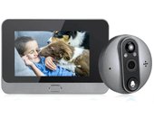 Timbre de video WiFi Mirilla Timbre inteligente con sensor de movimiento Intercomunicador bidireccional y pantalla a color de graffiti de 4.3 pulga...