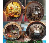 Casa de muñecas de cáscara de nuez Pequeño mundo dentro de nueces Resina Kit de casa de muñecas en miniatura Mini biblioteca hecha a mano Regalo de...