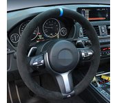 Maxpower Cubierta del volante del coche de cuero de gamuza negra para BMW F87 M2 F80 M3 F82 M4 M5 F12 F13 M6 F85 X5 M F86 F33 X6 M F30 M Sport Style 3