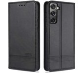 Para Samsung Galaxy S21 5G Funda de cuero con textura de pantorrilla magnética Negro