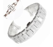 Correa de cerámica de 18 mm y 22 mm compatible con el reloj Armani Ar1400 Ar1410 Ar1402 Ar1401 Hombre Mujer Pulsera Cinturón Negro Blanco Botón de ...