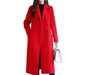 Abrigo de solapa clásico para mujer - Ropa de abrigo de invierno y otoño Jsir aaliti Red
