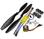 2212 1000KV 6T Motor Outrunner sin escobillas + 30A ESC + 1045 Kit de hélice para multicóptero de avión RC Como se muestra