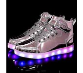 Zapatos De Tablero De Caña Alta Para Hombres Y Mujeres Zapatos Luminosos Zapatos De Luz Led Para Niños Zapatos De Panel De Cuero De Espejo Grande 2...