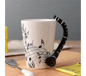 240 ml, taza de cerámica de la música tazas y tazas de duela de leche de té de café lindo con mango regalos novedosos, clarinete