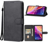 Para funda de teléfono de cuero TCL 501 Negro