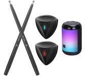 Tambor de aire electrónico portátil Tambor somatosensorial con baqueta Instrumentos musicales de tambor electrónico para niños principiantes-C Negro