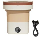 Lavadora plegable de 11L con secadora giratoria, lavadora de ropa de esterilización con luz azul para ropa interior y ropa de bebé Caqui AU Plug