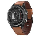 Para Garmin Fenix 3 Hr 26mm Correa de reloj con hebilla de acero de cuero IFCH Marrón