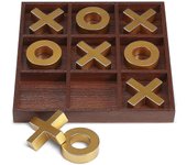 Juego de mesa de tres en raya de madera maciza - 10 piezas Premium Giant Gold de 14 pulgadas - Juguete de juego de fiesta al aire libre / interior ...