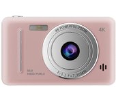 Cámara digital 4K Cámara retro portátil de nivel de entrada Flash de cámara dual 50 millones de píxeles Enfoque automático Rosa