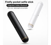 Moonhaven Mini Firefly Pocket Selfie Stick Bluetooth Wireless Remote Control Extensible Handheld Selfie Rod para iPhone Xiaomi HUAWEI VIVO Negro