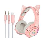 Onikuma K9 3.5mm Auriculares para juegos con cable Auriculares extraíbles Cat Ears Auriculares con cancelación de ruido Auriculares de deportes ele...