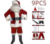 Disfraz de Santa Claus para hombres Disfraz de Santa Claus para adultos Traje de Santa Claus 9pcs XL