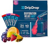 DripDrop Hidratación Variedad Jugosa Ponche de Pomelo Limonada de Fresa Cereza 32 Unidades