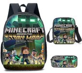 Minecraft Mochilas Escolares De Escuela Primaria Y Secundaria Minecraft Juego Mochila Periférica Juego De Tres Piezas Juego De Alta Calidad F