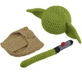 Conjunto de disfraces de bebé Dibujos animados Ganchillo Ropa de punto Recién nacido Ropa de pañal suave Ropa de cubierta Hecho a mano verde/caqui