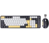 Combo inalámbrico de teclado y mouse Bluetooth Modo dual 100 teclas Teclado para juegos 1600DPI Juego de mouse para PC Laptops Amarillo