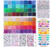 2350 piezas, 64 colores, cuentas de pony para hacer pulseras y collares, kit de cuentas artesanales de arco iris y cuerdas elásticas, juego de cuen...