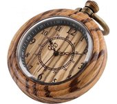 Relojes de bolsillo de madera para hombre Reloj de bolsillo de cuarzo analógico de madera de bambú hecho a mano con cadena Regalo para el Día del P...