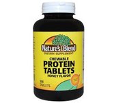 Nature's Blend Tabletas de Proteína, Masticable Sabor Miel Masticable, 200 Tabletas (Paquete de 1)