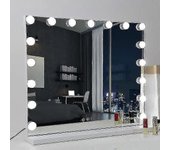 70 x 55cm Espejo de maquillaje Hollywood 3 colores 14 luces LED regulables, modo de carga USB (solo lámparas)
